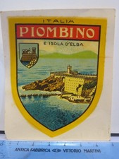 vecchio adesivo per automobili d'epoca anni 70 PIOMBINO E ISOLA D ELBA vintage