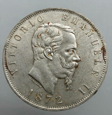 Vittorio Emanuele II 5 LIRE 1872 Milano ARG.