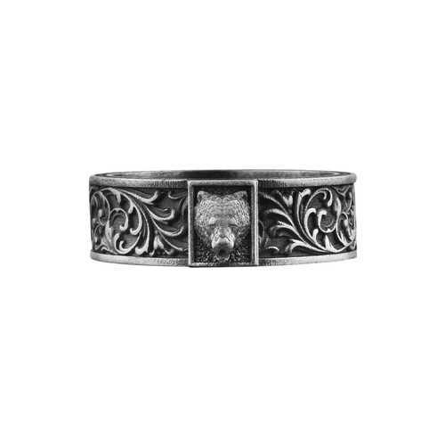 Anello fascia orso argento