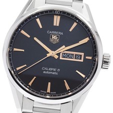 TAG HEUER Carrera Calibro 5 WAR201C-0 Day Date Quadrante Nero Automatico Uomo_888619