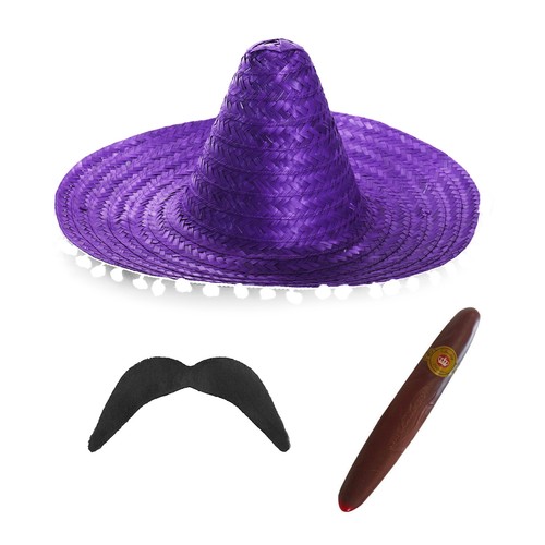 Purple mexican sombrero straw - purple,