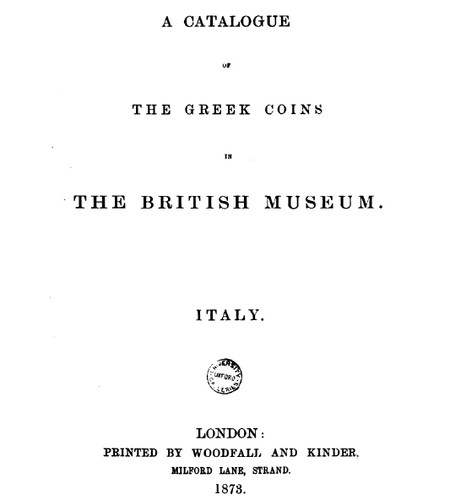 Catalog greek coins - of, in
