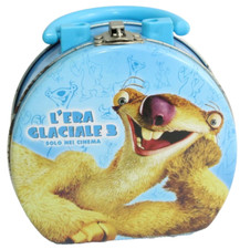 SCATOLA LATTA GADGET KINDER CIOCCOLATO L'ERA GLACIALE 3 COFANETTO BAULETTO VINTA