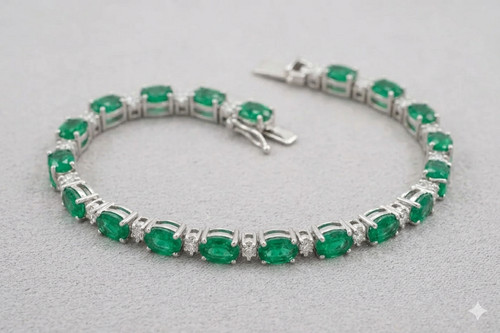 Bracciale tennis con smeraldo - con,