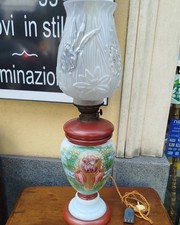 Lume antico a petrolio in vetro palino ( successivamente elettrificato) - altez