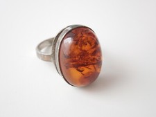 925 Anello Argento Ambra