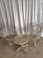 Set Salotto Vintage in Rattan - 2 Poltroncine e Tavolino - Stile Boho Chic /...