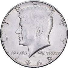 États-Unis, Half Dollar, Kennedy, 1969, U.S. Mint, Argent, TTB+, KM:202a