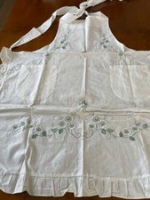 grembiule da cucina con pettorina da donna in cotone, ricamato 