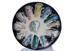 Piatto vassoio ceramica dipinto mano G. Silvestri 42 cm Ø  Venezia Al canal 1978