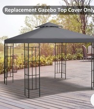 Gazebo Tettoia Top Ricambio 10x10 Copertura Parasole Esterno Doppio Livello GRIGIO S2