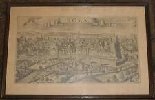 Vecchia litografia riproduzione antica incisione '600/700 panorama centro Roma