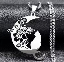 Collana donna luna gatto fiore