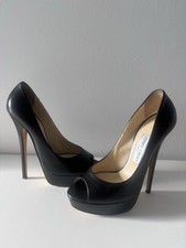 Jimmy Choo decolte nere in pelle punta aperta plateau tacco 39 Made in Italy