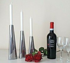 IKEA Portacandele kit 3 pezzi Candeliere in Alluminio VINTAGE Cono Triangolare 
