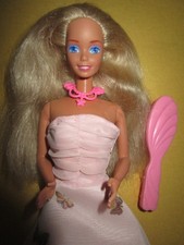 B2148)VECCHIA BIONDA BARBIE MATTEL MALESIA GIOIELLI + ABITO VINTAGE ORIGINALE + SCARPE