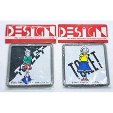2 INSEGNE CARTELLI SIGN CARTELLO-TOILET BAGNO-FIDO DIDO 7UP-OLD VINTAGE-DESIGN