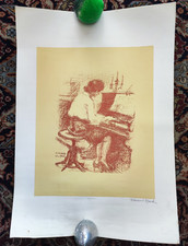 Litografia Giovanni March - Donna pianoforte