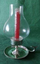 CANDELIERE LANTERNA PORTA CANDELA BUGIA ARGENTATA PARALUME VETRO ANTIVENTO