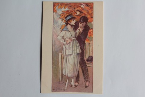 Cpa illustrato coppia adelina - cpa,
