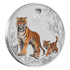 1 $ dollaro Lunar III Tiger colorato colorato Australia 1 oz argento 2022