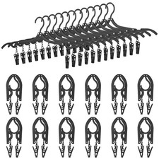 24 Pieces Folding Travel Hangers Foldable with Clips Portable Collapsible Coa...