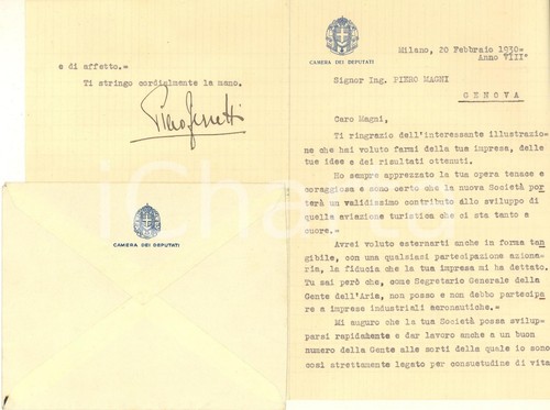 1930 milano lettera - on., piero
