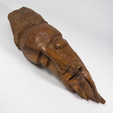 ANTICA SCULTURA VISO VOLTO CEPPO DI LEGNO INTAGLIATO E SCOLPITO EPOCA 1800 V381