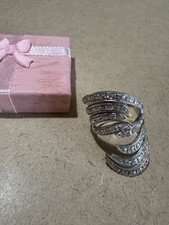 Anello Fascia Larga Argento 925 E Zirconi Bianchi E Rosa 16.7MM 10.6GR