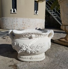 VASO ORCIO FIORIERA OVALE PER PIANTE FIORI DA ESTERNO GIARDINO IN CEMENTO  MARMO