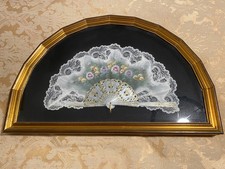 Vintage Quadro Ventaglio in Ventagliera artigianale Artistica.Prezioso,elegante