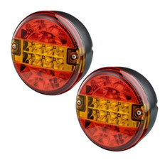 Coppia Fanali Rotondi Led  Posteriori Per Trattori Rimorchio Autocarro Camper