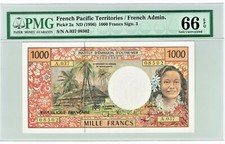 Francese Pacific Territori: 1000 Franchi ND (1996) Scegliere 2a PMG Gemma UNC 66