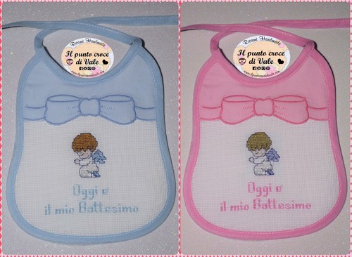 Bavaglino battesimo ricamato - bavaglino,