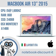 MacBook Air 13" 2015 Cpu i5 @1,60ghz  Ram 8gb  SSD 240gb  A1466  Monterey