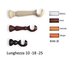 COPPIA STAFFE SUPPORTI PER TENDE LEGNO BASTONE TENDA mm 35 VARI COLORI E MISURE