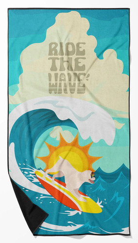 Telo mare surfista cane - , bianco