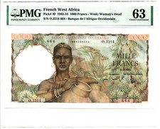 Francese West Africa: 1000 Franchi, 21.11.1953. P-42. PMG Scelta Fior 63