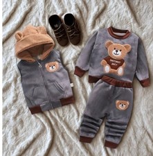 Zucchero Dolce 3 Pezzi Nickiset Grigio con Orsetti da 1 Anno a 6 Anni