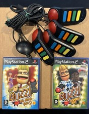 BUZZ QUIZ SPORTS + QUIZ MUSIC CON 4 CONTROLLER USB PLAYSTATION 2 PS2 SONY ORIGIN