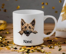 Tazza Mug Personalizzata Pastore Belga Laekenois Cane Peeping Cucciolo FATTA SU ORDINAZIONE