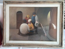 Roberto Masi "Giocatori" olio su tela 70x50