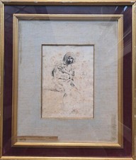 Quadro Antico.D.Morelli, arabo in ascolto;china su carta, disegno, cm 12,5x17,5