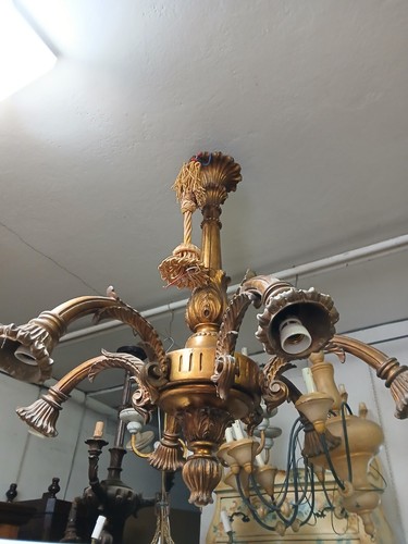 Lampadario legno dorato - legno,