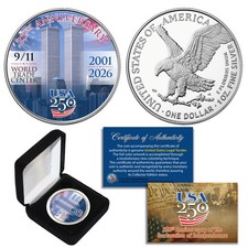 Moneta 25° Anniversario WTC 9/1 L Autentica Aquila Americana Argento 1 OZ. AMERICA 250
