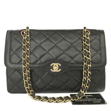 Borsa a tracolla EGA vintage CHANEL Paris doppia patta trapuntata pelle di agnello*/7BK0501