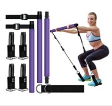 Pilates Bar, Kit Barra Pilates con Fasce di Resistenza. Kit Yoga Bar Multifunzione
