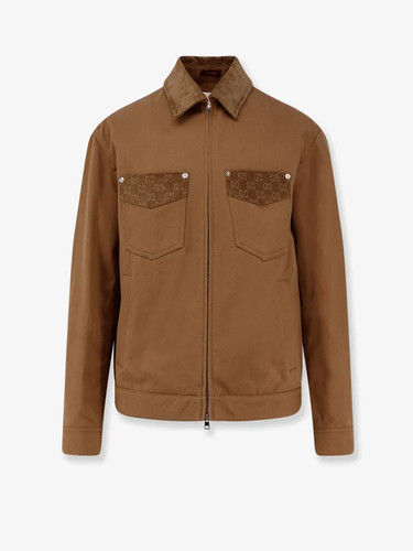 56it gucci canvas jacket with - canvas,
