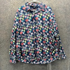 Desigual Camicia Uomo XXL Blu Multicolore Floreale Geometrica Fantasia Bottoni