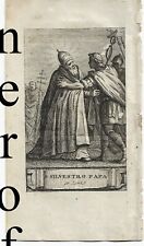 San Silvestro acquaforte  su rame da Vite dei Santi 1797 Muratori-Spaccapietre